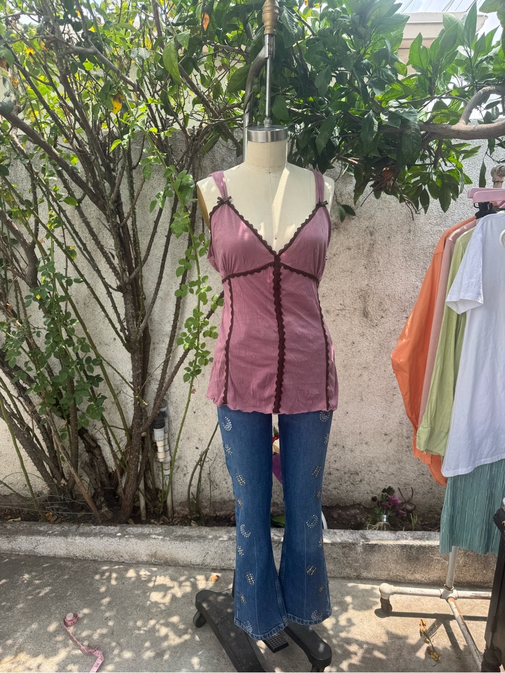 Poetry Mauve/Pink Linen Top with Decorative Tag La e fairy